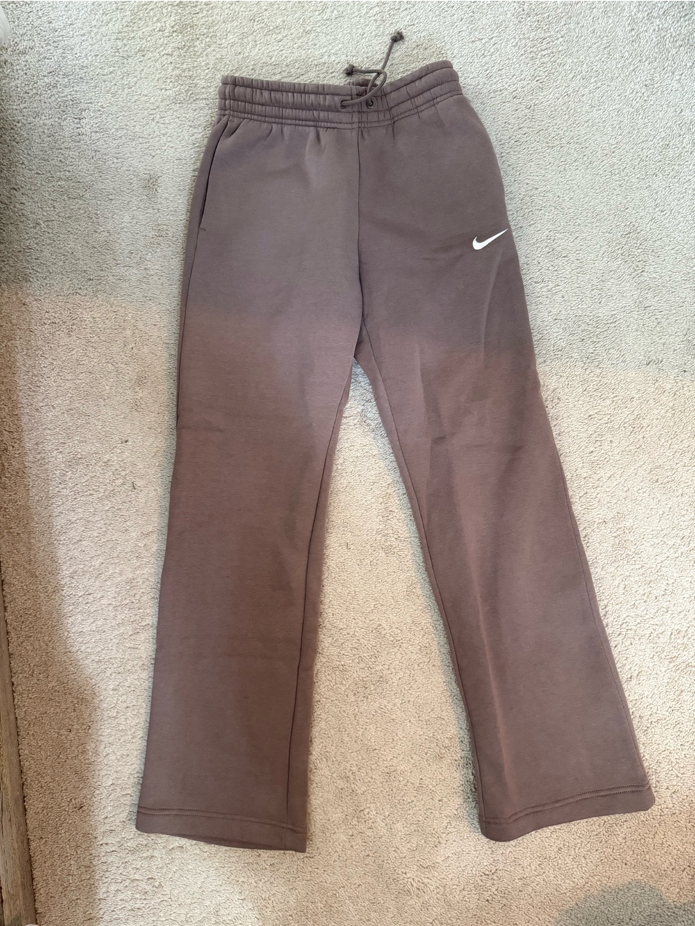 Nike womens Brown Sweatpants with White Swoosh